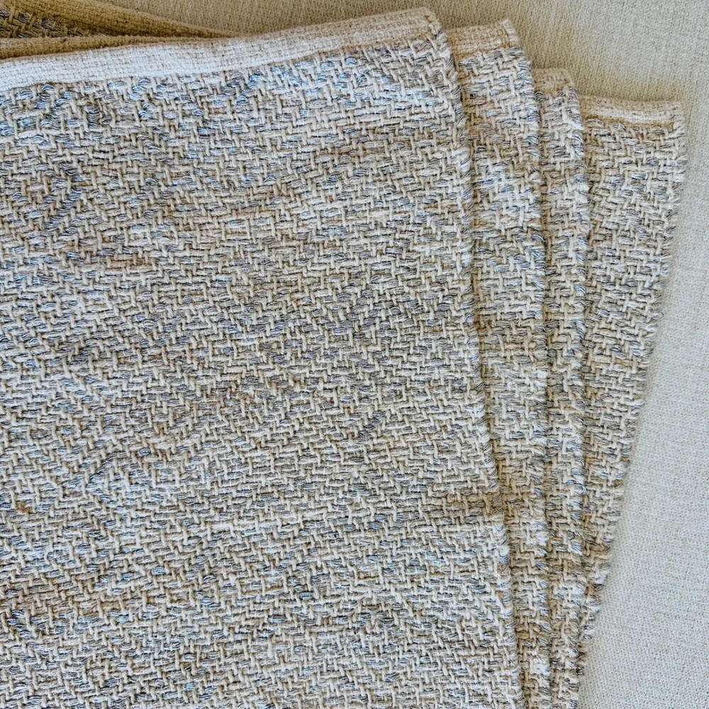 West Elm Metallic Woven Placemats Set of 4 Beige Silver 14x19